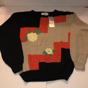 Vintage Maori Bee Color Blocked and Appliquéd Sweater - NOS